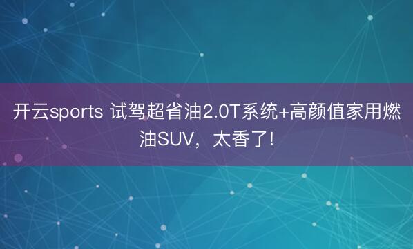 開云sports 試駕超省油2.0T系統+高顏值家用燃油SUV，太香了!